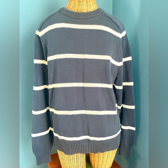 J. Crew Other - J Crew Men’s Navy Cream Striped 100% Cotton Crew Neck Sweater Size Medium